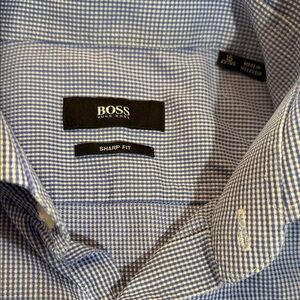 Hugo Boss Men's sharp fit  Blue Micro-Button down  Shirt
